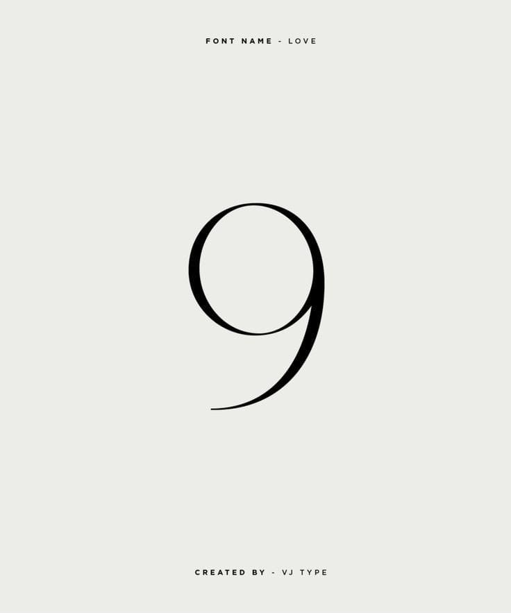 the number nine in black on a white background