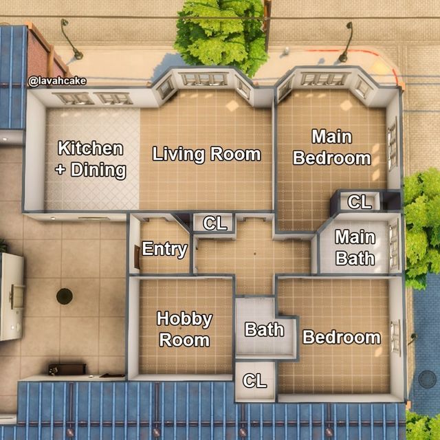 an overhead view of a floor plan for a house with lots of rooms and bathrooms