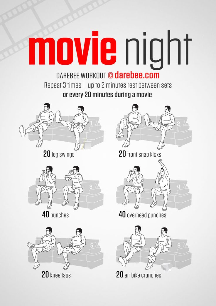 a poster with instructions for how to do a workout in the movie night, which includes exercises