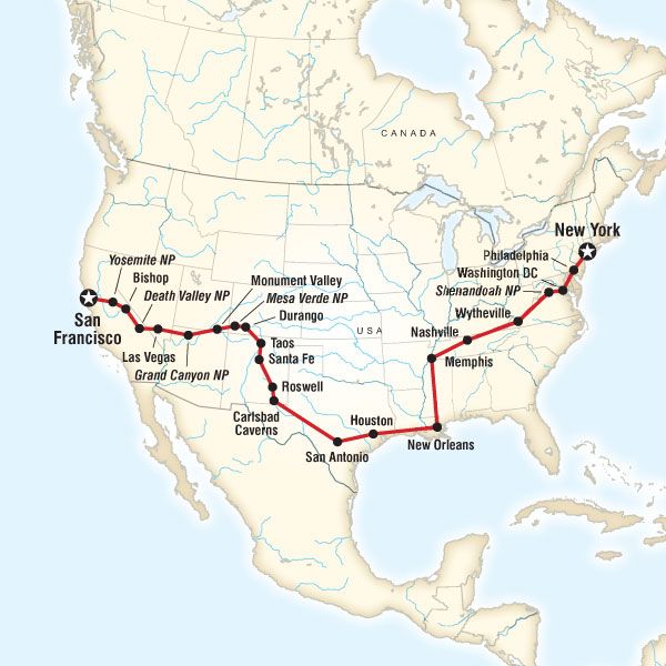 the route map for new york to san francisco