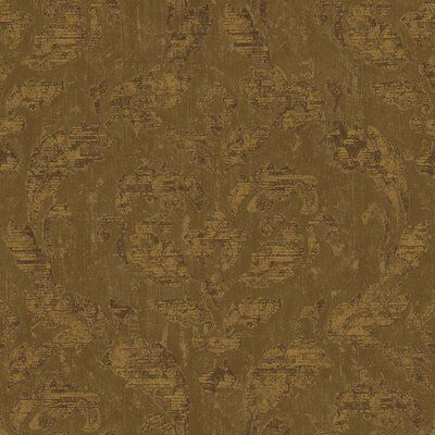 a brown and gold wallpaper with an intricate design on it's surface,