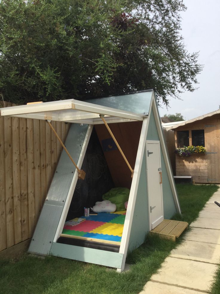 a child's play tent with the door open