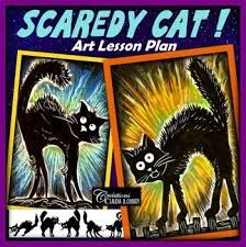 the book cover for scary cat art lesson plan with pictures of cats and their silhouettes