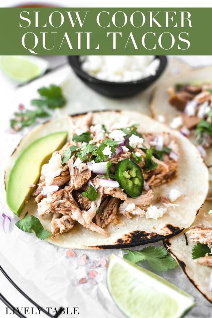 slow cooker tacos with shredded meat, onions and green peppers on the side