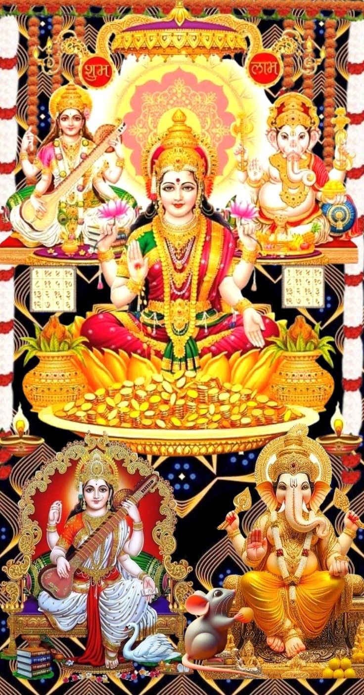 an image of lord ganesha and his family in the hindu art style photo