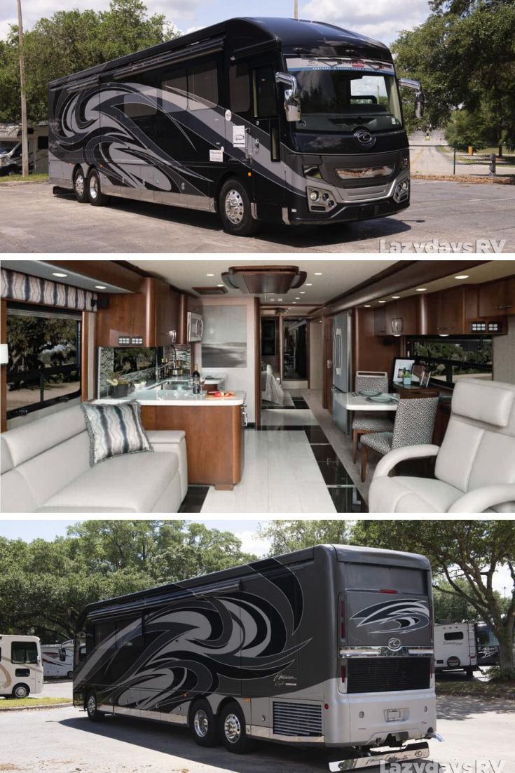 the interior and exterior of a motor home