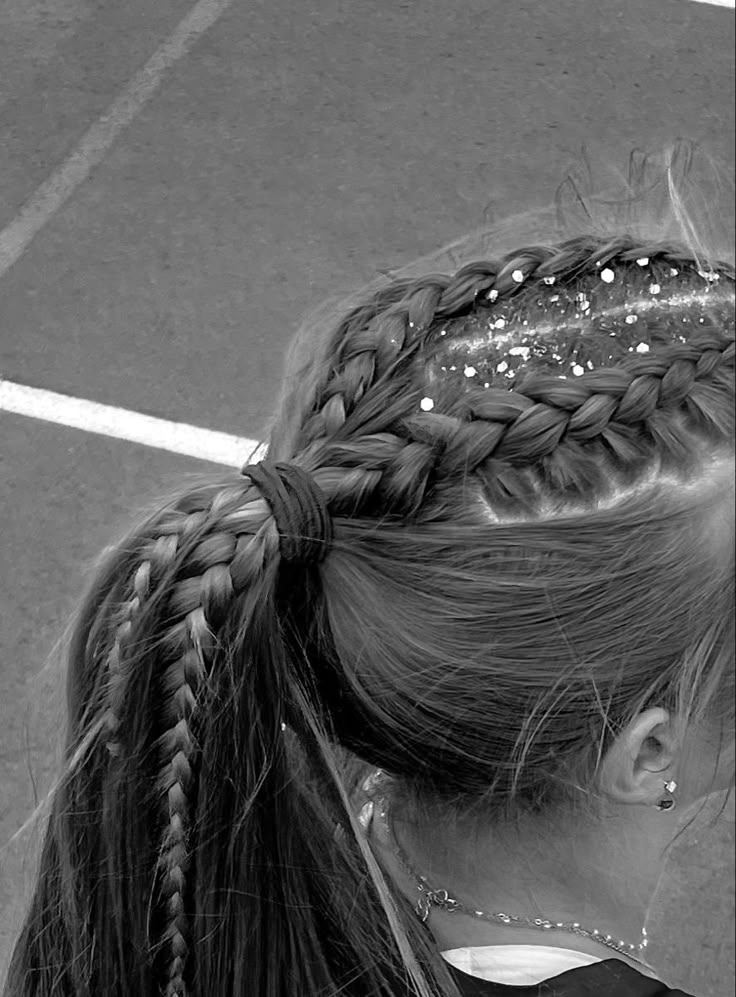 High Ponytail Braid, Dutch Braid Ponytail, Soccer Hairstyles, Track Hairstyles, French Braid Ponytail, Competition Hair, Pony Hairstyles, Run Club, Gymnastics Hair