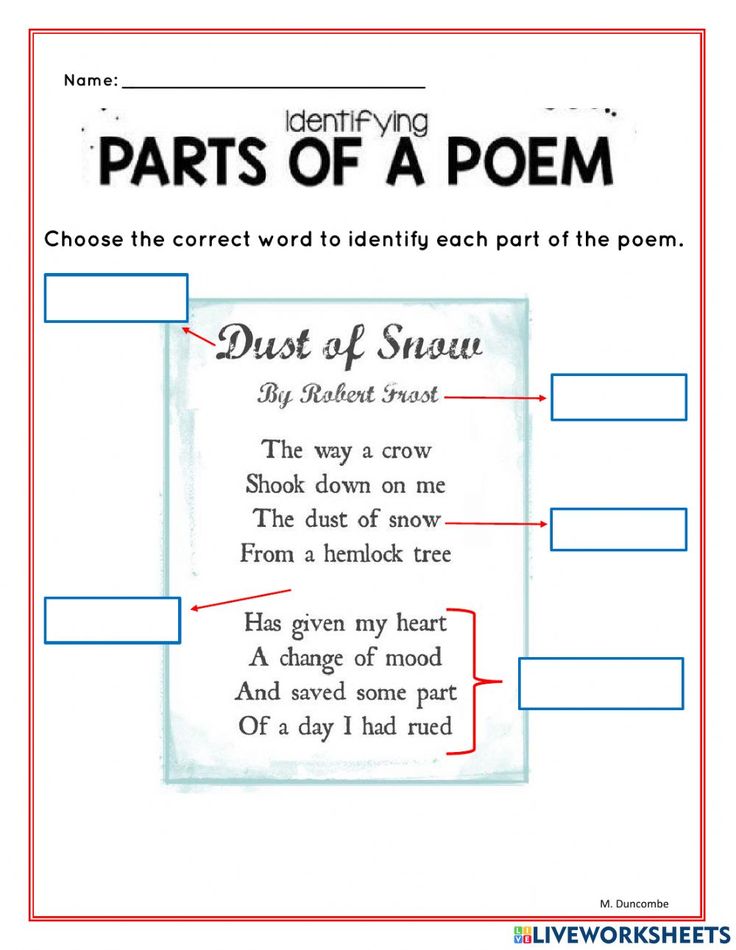 the parts of a poem for kids to use in their own writing and reading skills