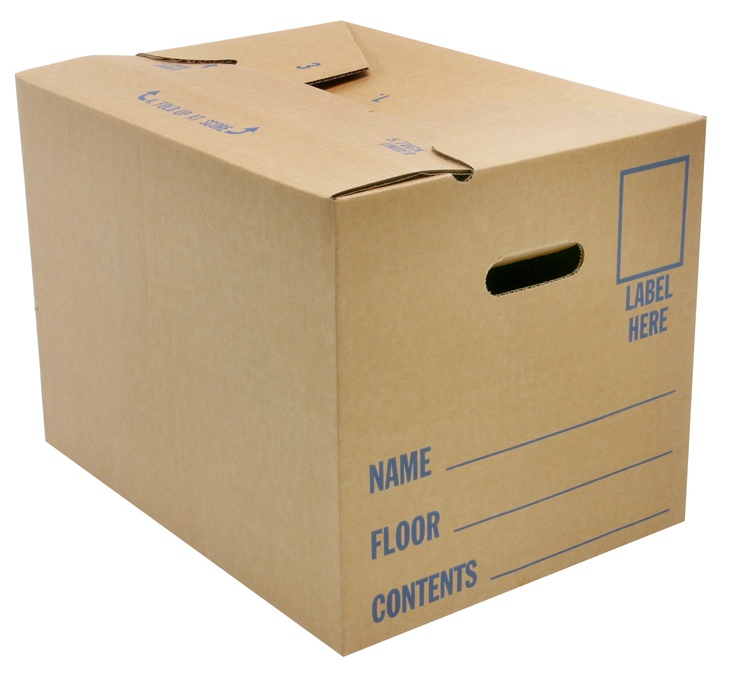 a brown cardboard box with the name floor contents on it's front and side