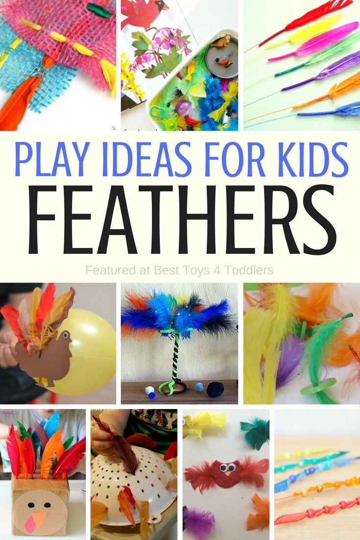 play ideas for kids that include feathers and other things to make them look like they're