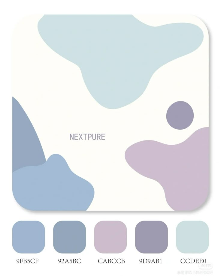 the color palette for nextpree is shown in shades of blue, purple and white