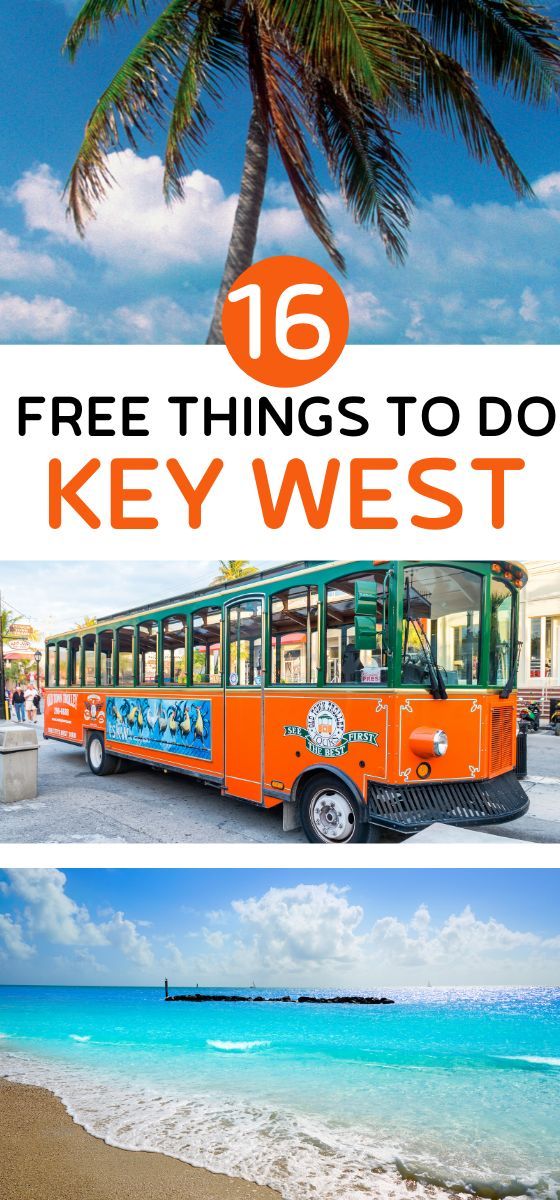 an orange bus with the words 16 free things to do in key west