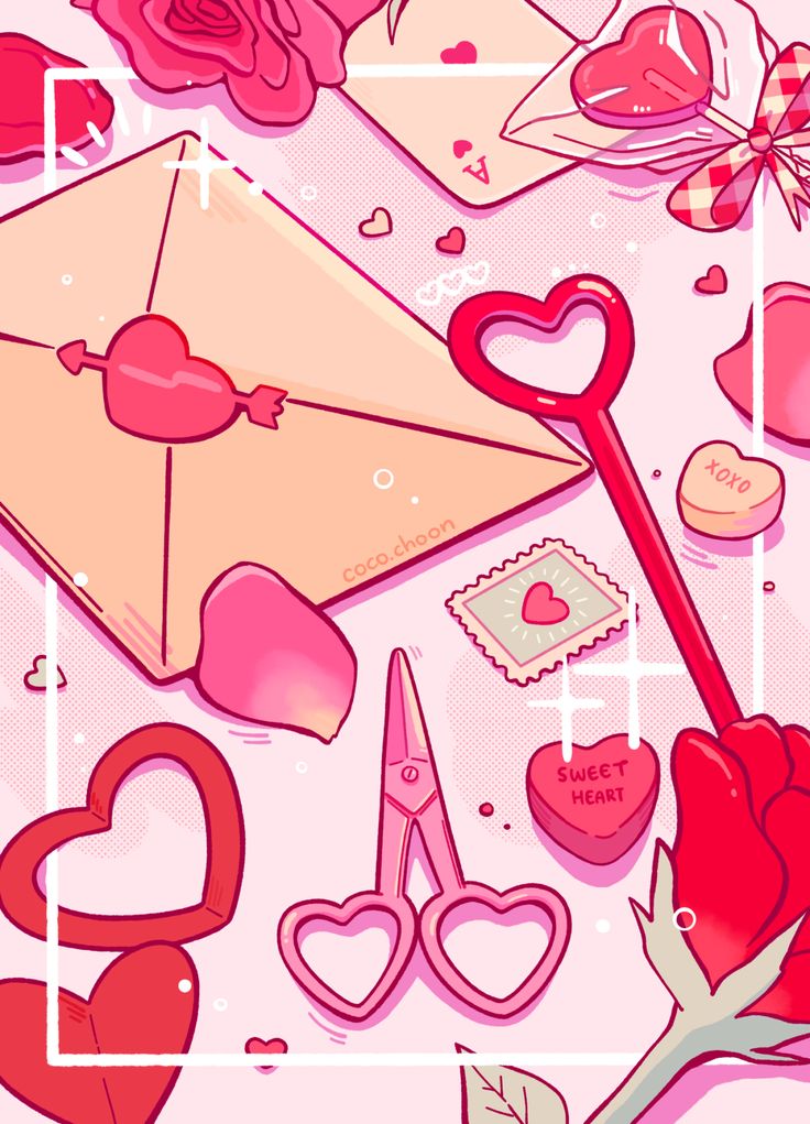 valentine's day wallpaper with pink and red items