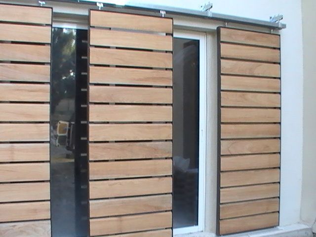 the sliding doors are made out of wood