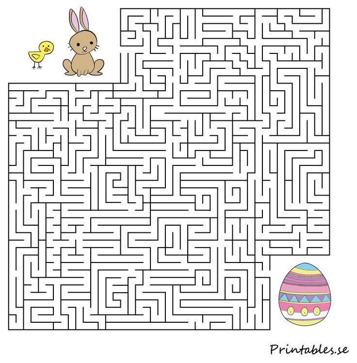 a maze with an easter egg and bunny on it