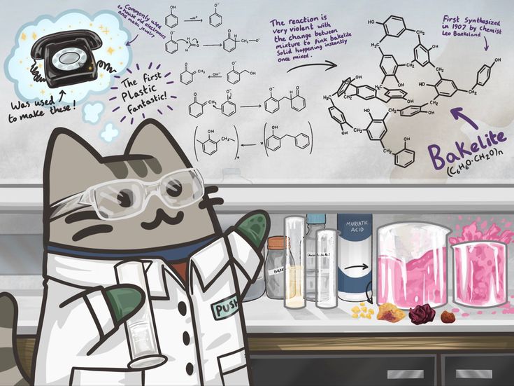 a cat in a lab coat and glasses standing next to some laboratory equipment on a counter