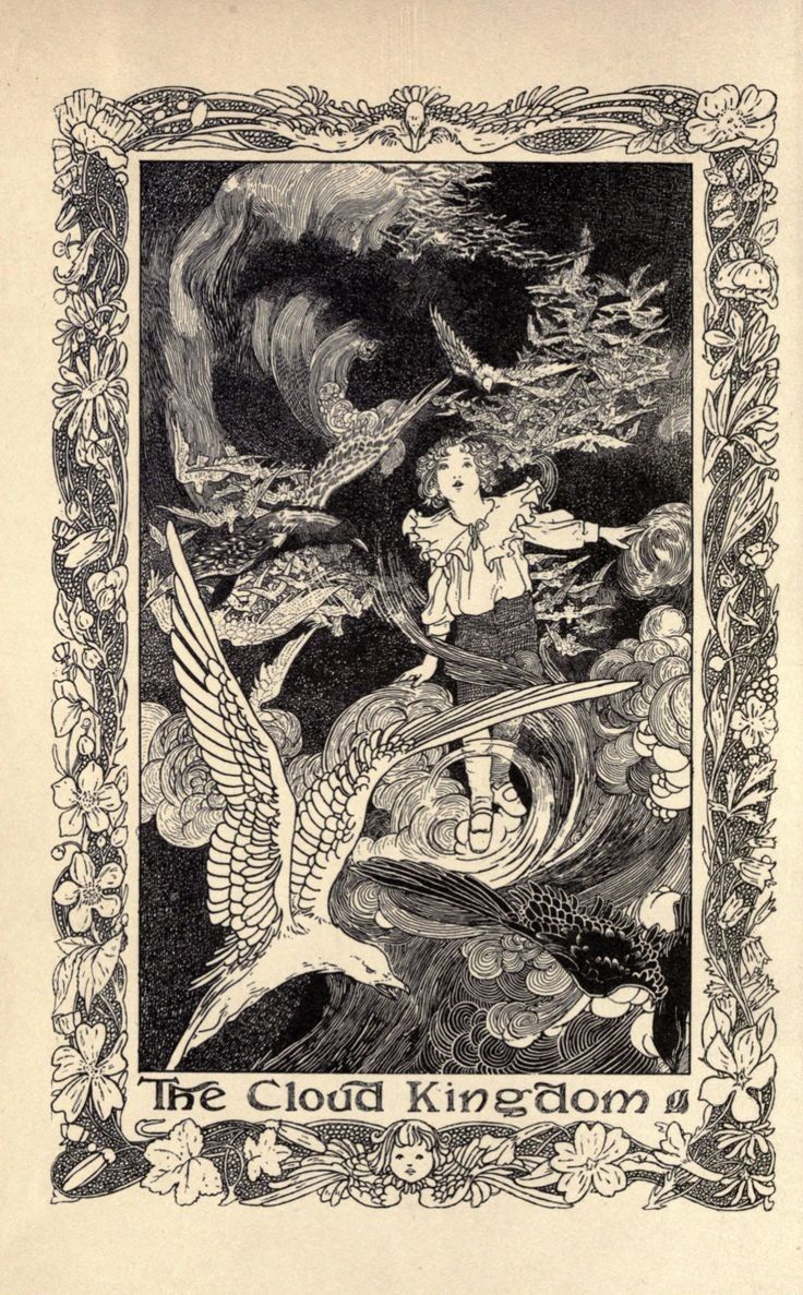 an illustration from the book, the cloud kingdom by william cranee and illustrated by john w