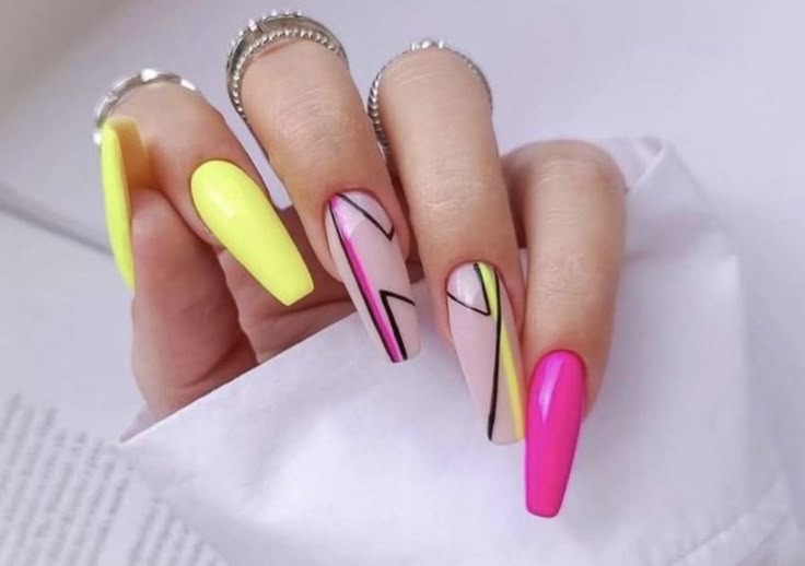 Neon Acrylic Nails, Yellow Nails Design, Nails Yellow, Colorful Nail, Summer Manicure, Her Nails, Vacation Nails, Trendy Nail, Nails Summer