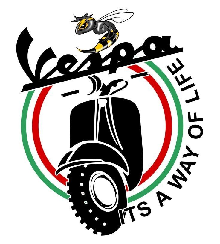 a black and red motorcycle with the words vespa it's a way to fly