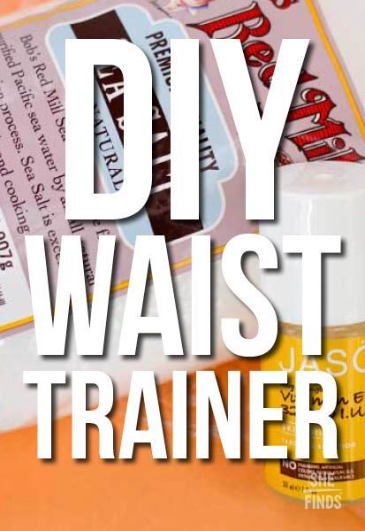 the words diy waist trainer on top of an orange table with items in it