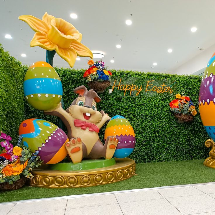 an easter display in a shopping mall