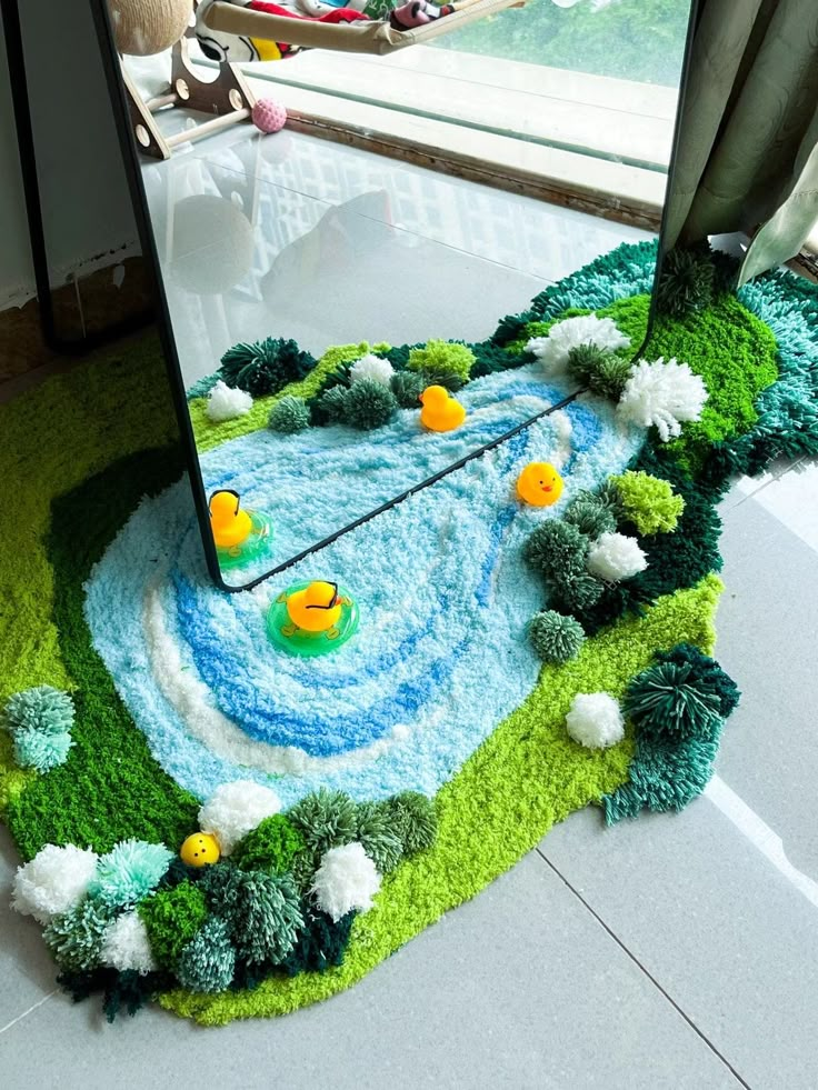 a rug that has been made to look like a pond