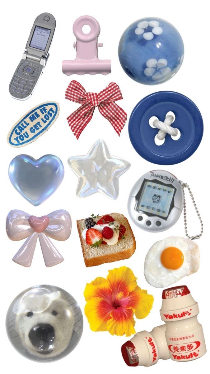 an assortment of various items are shown in this image, including cell phones and other objects