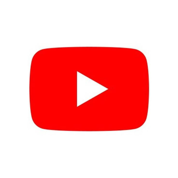 a red play button on a white background