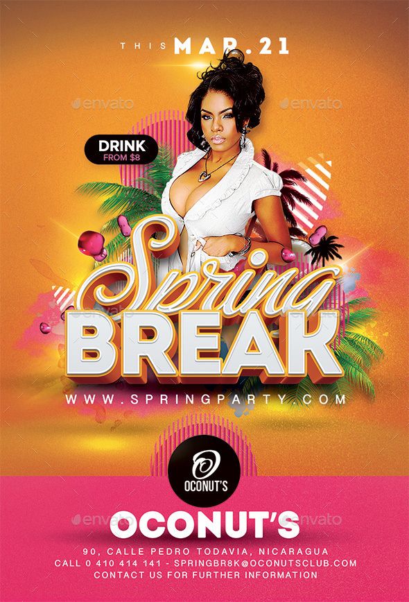 a flyer for a spring break party