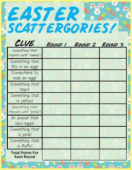 a printable easter scatterer game with the words'easter scatterers '