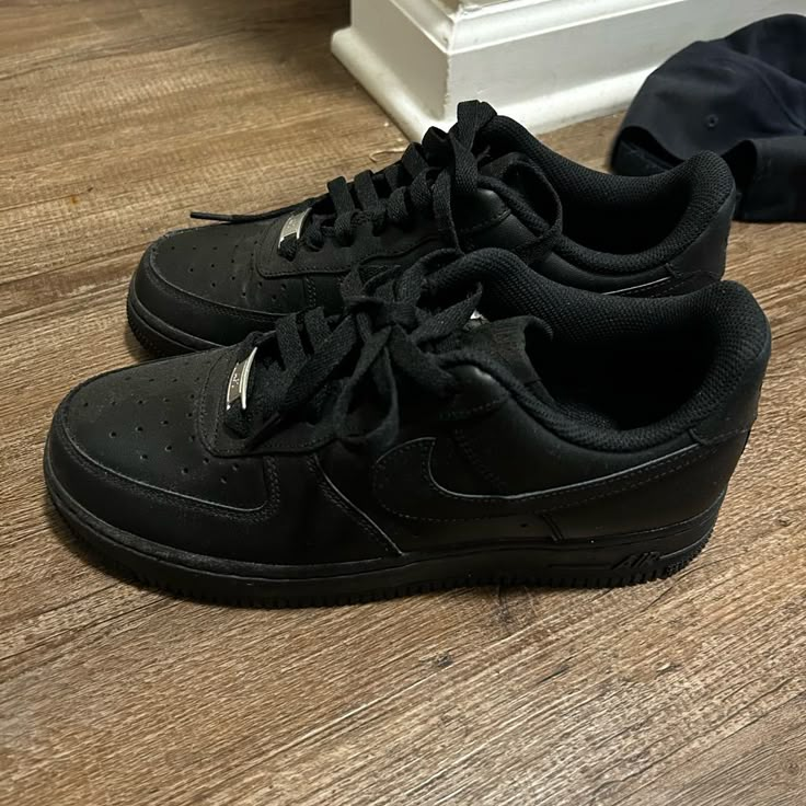 Brand New. Worn Once Inside To Try On. Too Late To Return Shoe Black, Nike Black Air Force, Air Force Black Nike, Black Forces Aesthetic, Nike Air Force 1 Black Casual, Black Forces, Casual Black Nike Air Force 1, Nike Air Force 1 Black, Black Shoe