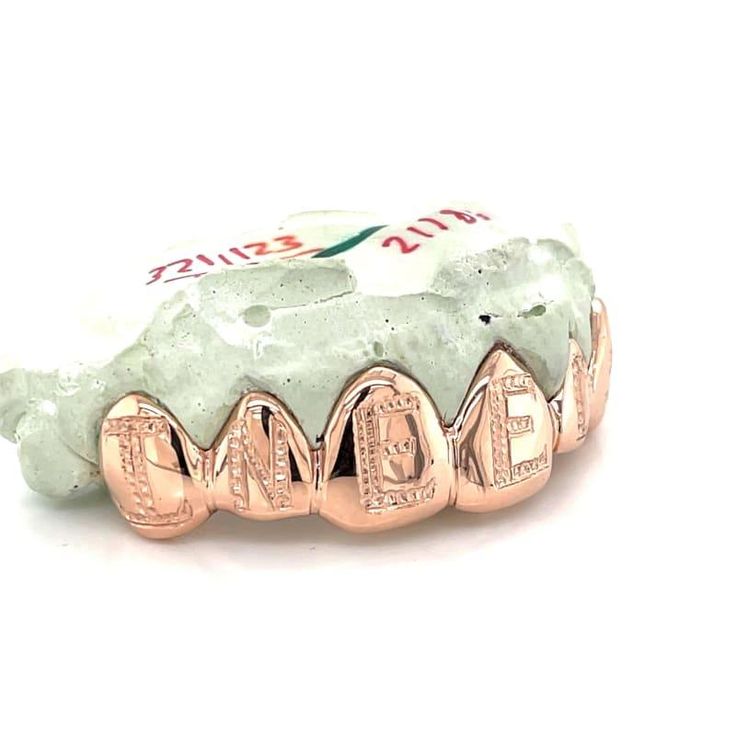 6pc Rose Gold Initial Grillz. Did you like the movie How High ft Method Man & Redman? Remember the infamous I Need $ Grillz from the movie? This one will blow you away! One of the most unique styles from our ﻿Rose Gold Grillz Collection﻿. Initial Grillz, Rose Gold Grillz, Gold Fangs, Method Man Redman, Fang Grillz, Bottom Grillz, Silver Grillz, Gold Grill, Rose Gold Initial