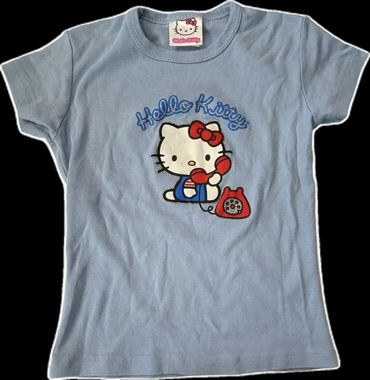 Blue Vibe, Hello Kitty T Shirt, Y2k Hello Kitty, Silly Clothes, Hello Kitty Baby, Hello Kitty Beach, Kitty Clothes, Hello Kitty Clothes, Kitty Baby