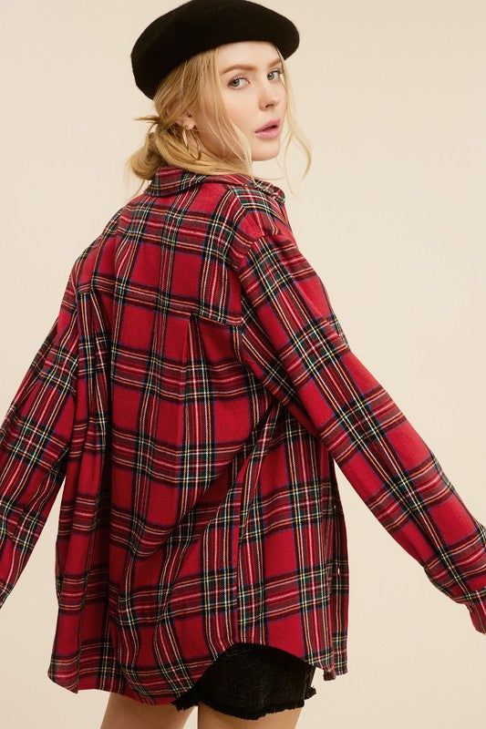 Love the oversized plaid shirt! Easy going you can wear this on it's own or layered over a tank. - 70% Cotton, 30% Polyester Small 4-6, Medium 8-10, Large 12-14 Flannel Shirts Women Ll Bean, Cheap Oversized Plaid Blouse, Petite Flannel Shirt, Luxury Plaid Shirt For Summer, Luxury Plaid Tops For Summer, Plaid Ladies Shirt, Affordable Plaid Preppy Shirt, Old Navy Womens Flannel, Cheap Women's Flannel Shirt For Work