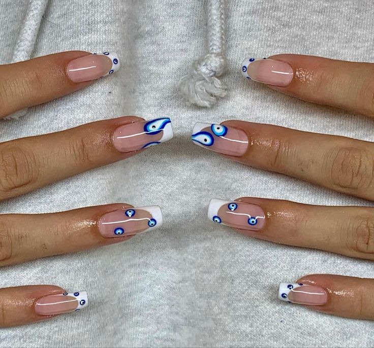 Evil Eye Nails Design, Evil Eye Nails, Eye Nail Art, Eye Nails, Summery Nails, Vacation Nails, Beauty Nail, Fire Nails, Dream Nails