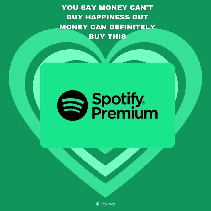 the spotify premium advert is displayed in front of a green background with a heart and