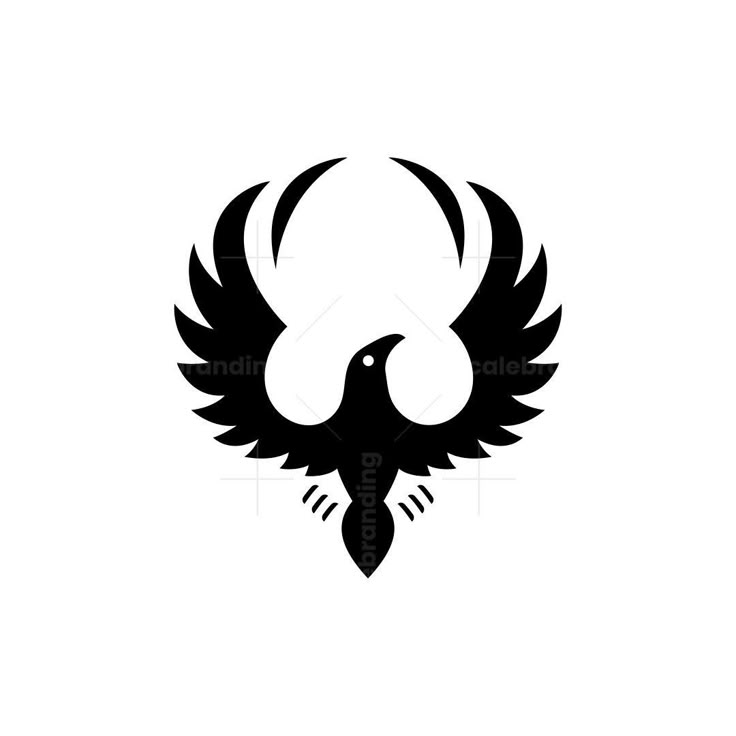 a black and white bird logo on a white background