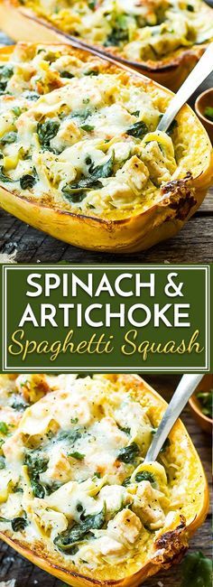 spinach and artichoke stuffed squash is an easy, healthy side dish