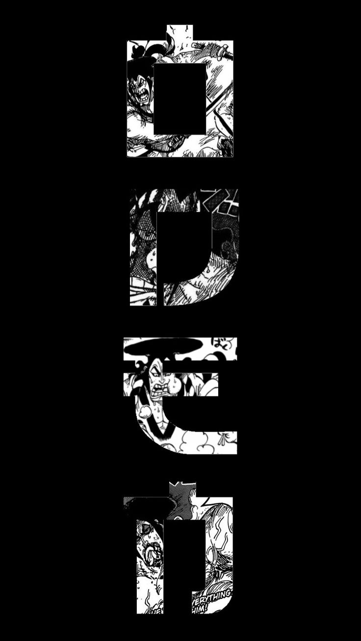 the letters are made up of black and white images