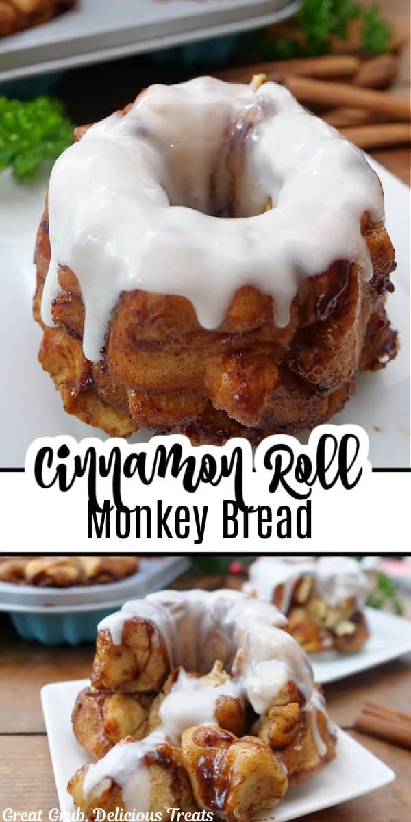 cinnamon roll monkey bread with icing on top