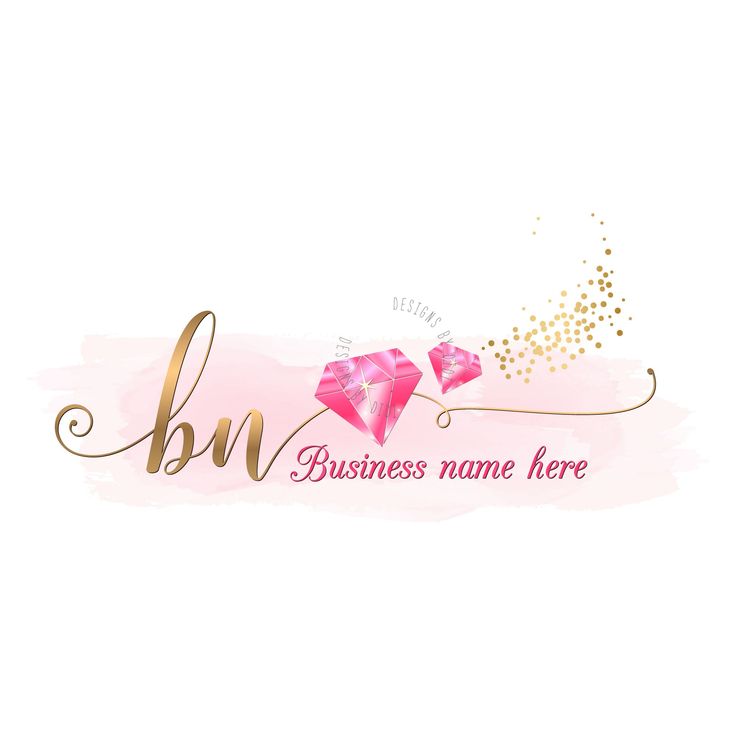 the logo for business name here with two pink hearts and gold glitters on it