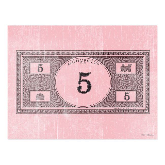 a pink five dollar bill with the number five on it's front and side