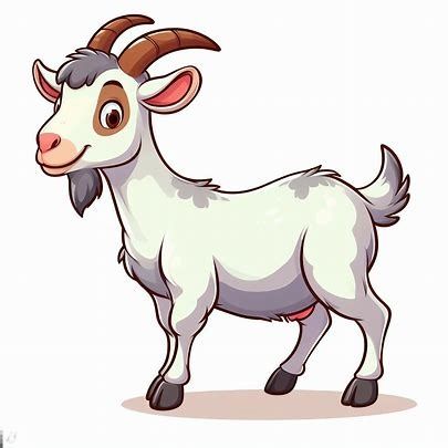 a goat with horns standing in front of a white background