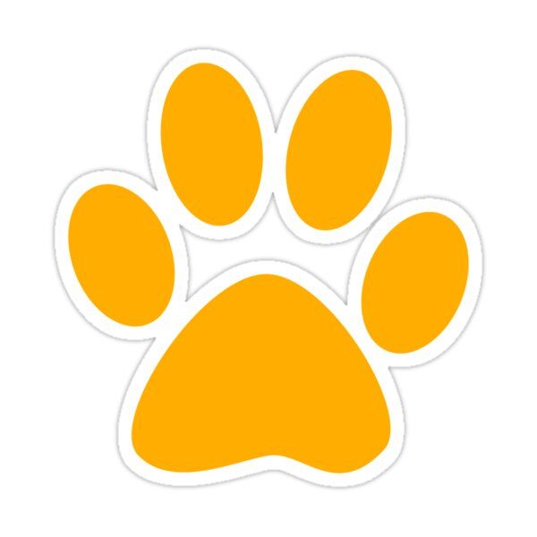 an orange paw sticker on a white background