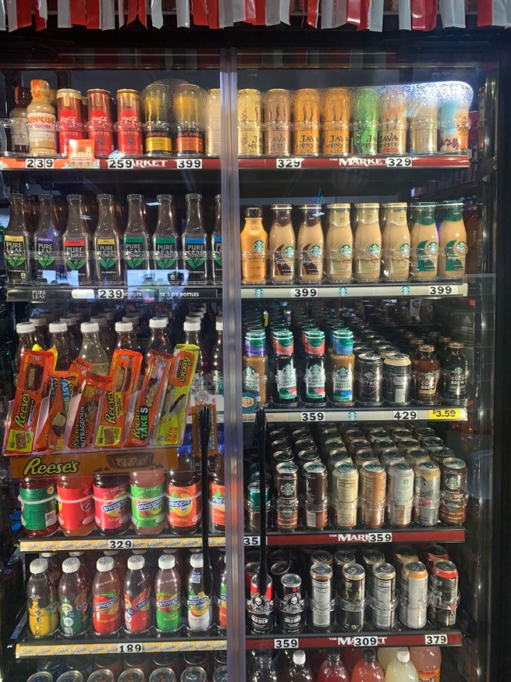 a vending machine filled with lots of drinks