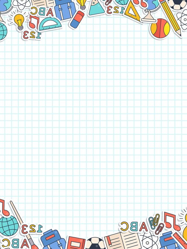 the back to school background with doodles, books and pencils on lined paper