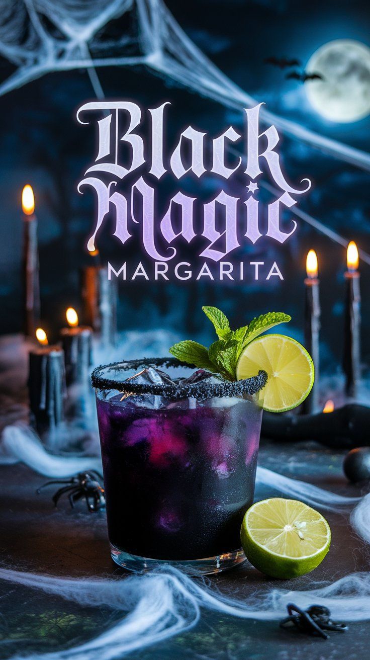 Black Magic Margarita Spooky Bar, French Martini Cocktail, Greyhound Cocktail, Spooky Cocktails, Blackberry Margarita, Classic Margarita Recipe, Daiquiri Cocktail, Traditional Margarita, Slow Cooker Recipes Dessert