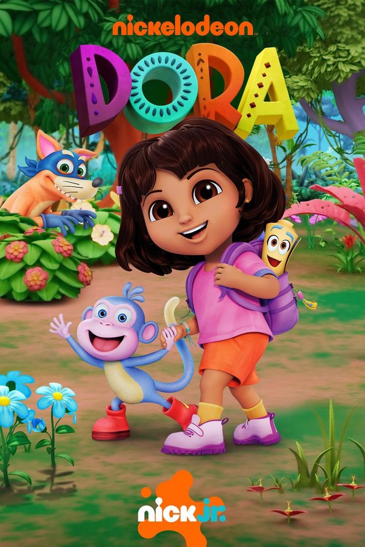 the dora movie poster is shown with an image of dora and her friends in the background