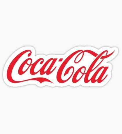 the coca cola logo sticker is red and white