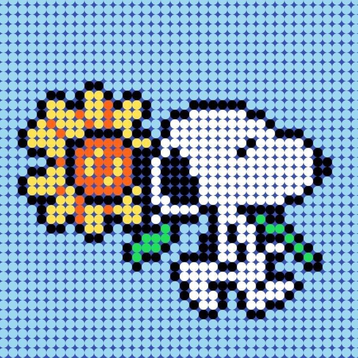 a pixellated image of snoop and flower